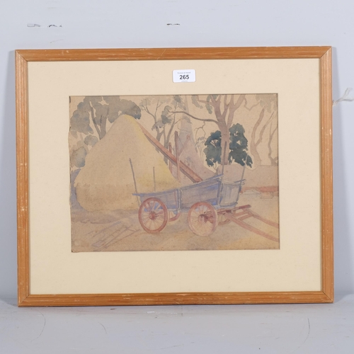 265 - Phyllis Johnston, hay cart, watercolour, 25cm x 35cm, framed