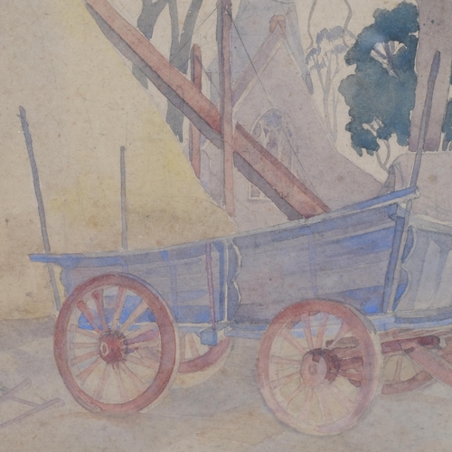 265 - Phyllis Johnston, hay cart, watercolour, 25cm x 35cm, framed