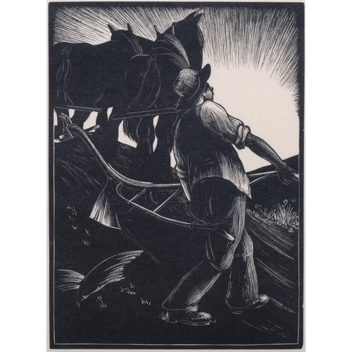 273 - Clare Leighton (1898-1989), wood engraving on paper, Turning the Plough, 16.5cm x 12cm, mounted, gla... 