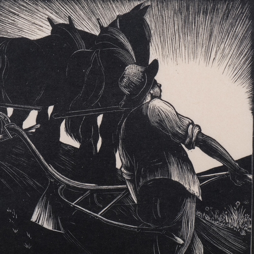 273 - Clare Leighton (1898-1989), wood engraving on paper, Turning the Plough, 16.5cm x 12cm, mounted, gla... 