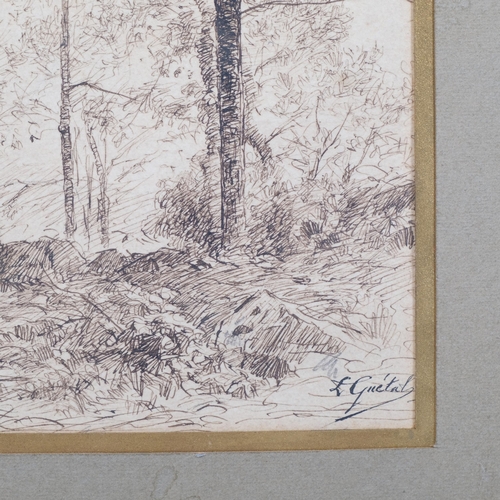 274 - Laurent Guetal (1841-1892), ink on paper, La Buissiere de Sassanage, signed in ink, 12cm x 13cm, mou... 