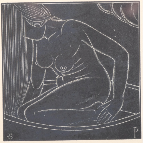 278 - Eric Gill ((1882-1940), woodcut on paper, Girl in Bath II (1923), monogrammed in the plate, 10.5cm x... 