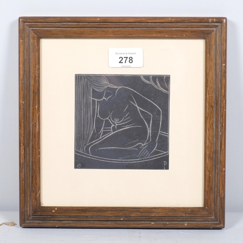 278 - Eric Gill ((1882-1940), woodcut on paper, Girl in Bath II (1923), monogrammed in the plate, 10.5cm x... 