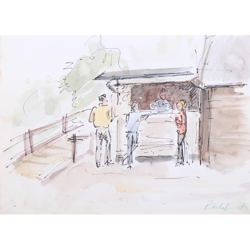 279 - Roland Vivien Pitchforth (1895-1982), watercolour and pen on paper, Café in the Park, signed in penc... 