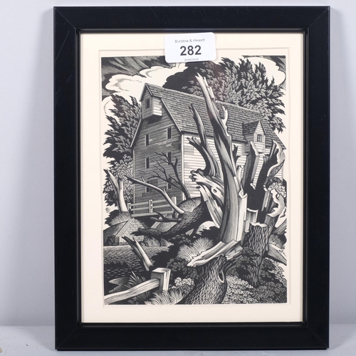 282 - George Mackley (1900-1983), wood engraving on paper, The Mill (1946), 19cm x 13.5cm, mounted, framed... 