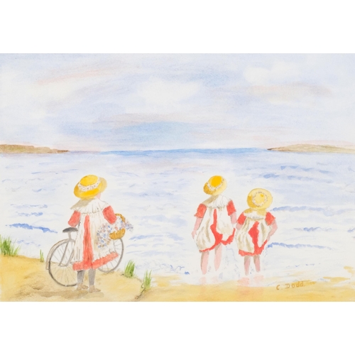 292 - C.Dodd (XX), watercolour on paper, A Day by the Sea, signed, 24.5cm x 34.5cm, mounted, glazed and fr... 