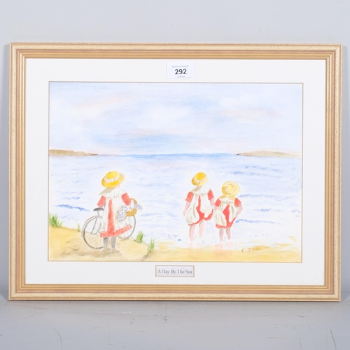 292 - C.Dodd (XX), watercolour on paper, A Day by the Sea, signed, 24.5cm x 34.5cm, mounted, glazed and fr... 