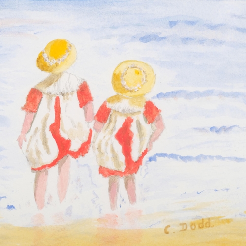 292 - C.Dodd (XX), watercolour on paper, A Day by the Sea, signed, 24.5cm x 34.5cm, mounted, glazed and fr... 