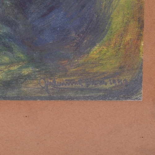 296 - Swedish School, figure in landscape, 1942, indistinctly signed, 22cm x 30cm, framed