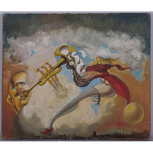 301 - Thomas Diffley, the dancer, oil on canvas, mid-20th century, 56cm x 66cm, unframed