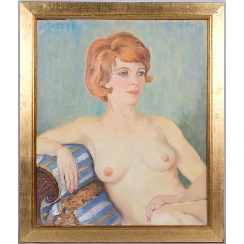 303 - Frank Dobson, portrait of a woman, oil on board, 60cm x 50cm, framed