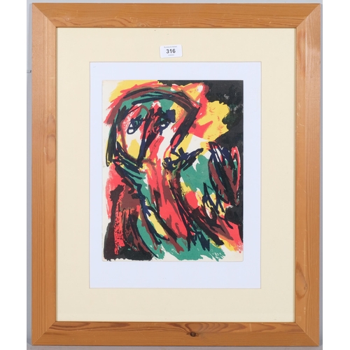 316 - Karel Appel (born 1921), Face, original lithograph 1961, XXe Siecle issue, sheet 31cm x 24cm, framed