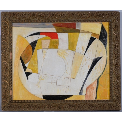 322 - Abstract composition, contemporary oil on board, 38cm x 48cm, framed