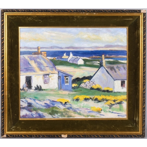 323 - Scene on Iona, contemporary oil on board, 43cm x 49cm, framed, modern