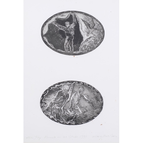 330 - Laetitia Yhap, moments of the Stade, 1993, 2 oval etchings on single sheet, printed by Martin Ware, ... 