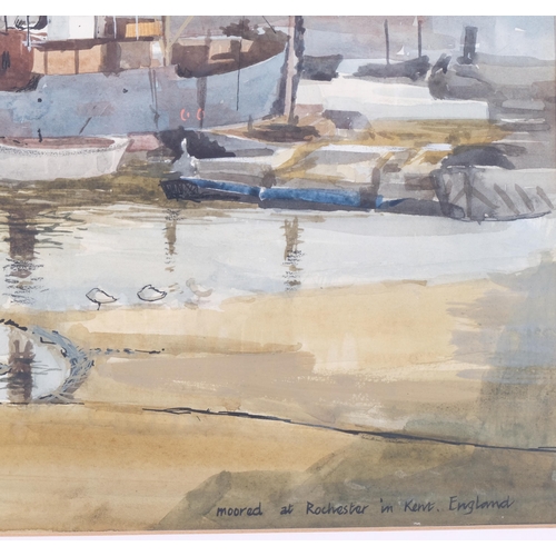 104 - R L Ashby, Rochester Harbour 1954, 27cm x 35cm, framed