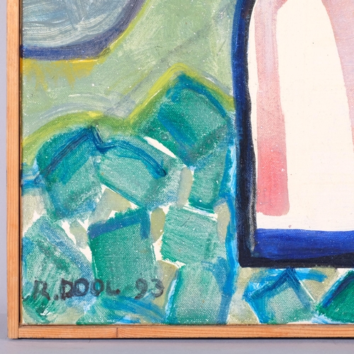 107 - Rein Dool (born 1933), abstract figure, 1993, oil on canvas, 60cm x 50cm, framed