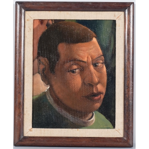 111 - Martin Grover (born 1962), portrait of a boy 1989, oil on panel, 26cm x 20cm, framed