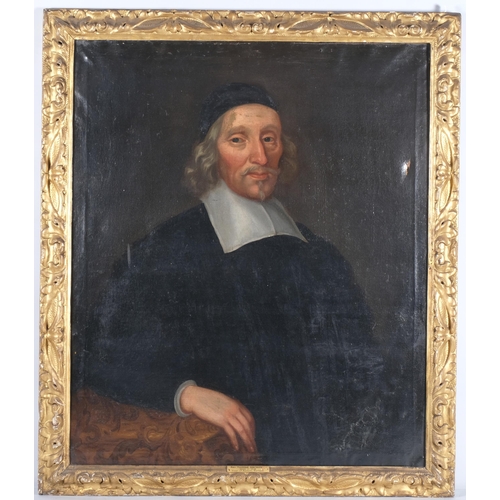 119 - Portrait of a clergyman, late 17th/early 18th century oil on canvas, unsigned, 85cm x 72cm, original... 