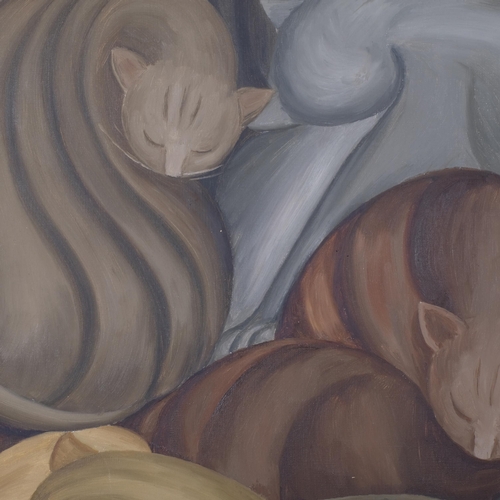 122 - Margaret Dora Mendlessohn Benecke (1876 - 1962), sleeping cats, oil on canvas, circa 1950s, 68cm x 8... 