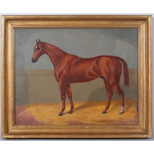 124 - Henry F Davis, portrait of a horse, Bend Or, 1881, oil on canvas, 34cm x 44cm, framed