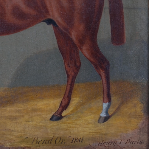 124 - Henry F Davis, portrait of a horse, Bend Or, 1881, oil on canvas, 34cm x 44cm, framed