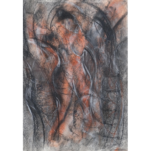 127 - John Tyler, 2 abstract sketches, charcoal/pastel/chalk, 21cm x 17cm, framed (2)