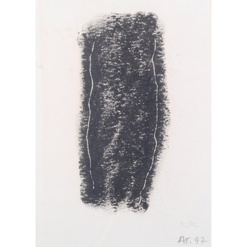 135 - Anne Tomadesso, 3 abstract sketches, charcoal/watercolour on paper, 1997, artist's inscription verso... 