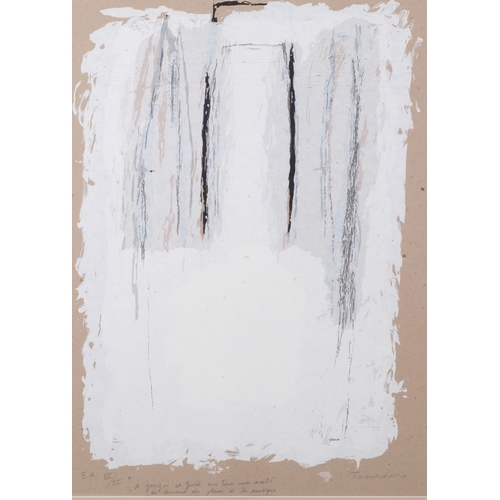 137 - Anne Tomadesso, untitled abstract, gouache on paper, signed and inscribed in pencil, 60cm x 44cm, fr... 