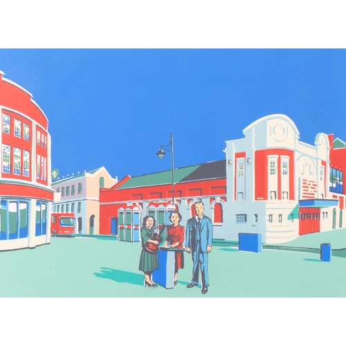 145 - M Grant, the Carter family on Coldharbour Lane, colour screenprint, 2005, inscribed and signed in pe... 