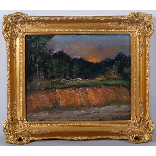 146 - Malte Sarlov (Swedish, 1907 - 1982), coastal scene, oil on board, 24cm x 30cm, framed