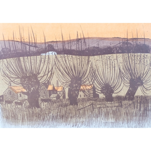 153 - Robert Tavener, four willows and downs, lithograph, signed in pencil, no. 30/75, image 40cm x 55cm, ... 