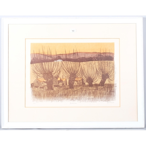 153 - Robert Tavener, four willows and downs, lithograph, signed in pencil, no. 30/75, image 40cm x 55cm, ... 