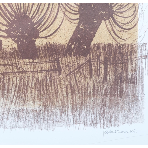 153 - Robert Tavener, four willows and downs, lithograph, signed in pencil, no. 30/75, image 40cm x 55cm, ... 