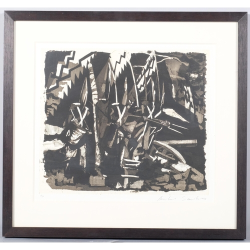 156 - Michael Smith, abstract composition, etching, signed in pencil, 1985, artist's proof, plate 30cm x 3... 