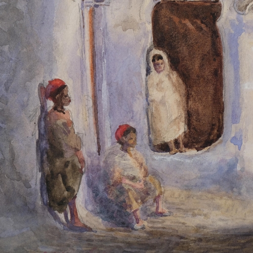 163 - Arab street scene, late 19th/early 20th century watercolour, indistinctly signed, 24cm x 15cm, frame... 