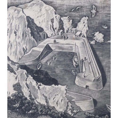 164 - Guy Malet (1900 - 1973), Creux Harbour Sark, woodcut, signed in pencil, no. 6/50, image 20cm x 17.5c... 