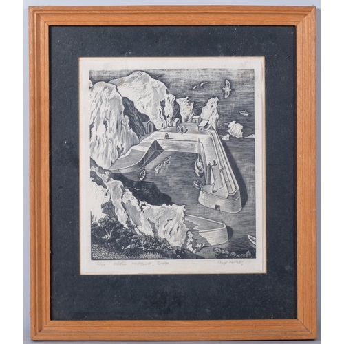 164 - Guy Malet (1900 - 1973), Creux Harbour Sark, woodcut, signed in pencil, no. 6/50, image 20cm x 17.5c... 