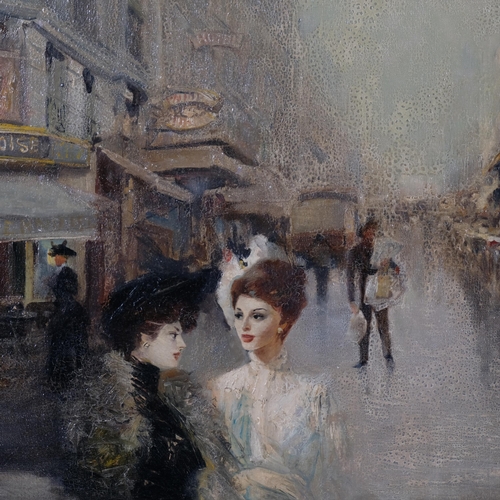 170 - Alfredo Palmero (1901 - 1991), Parisian street scene, oil on board, 64cm x 80cm, framed