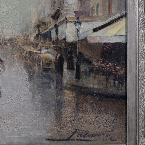 170 - Alfredo Palmero (1901 - 1991), Parisian street scene, oil on board, 64cm x 80cm, framed