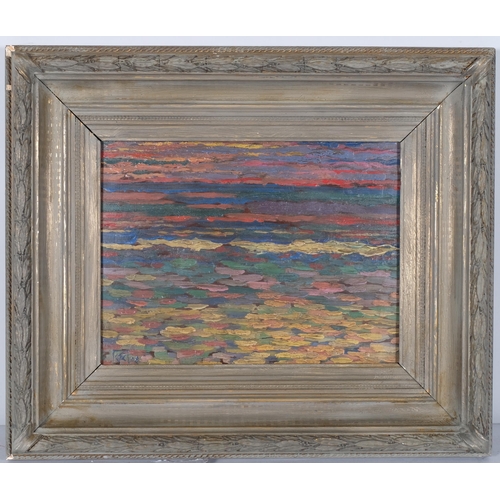 171 - Abstract seascape, oil on wood panel, signed with monogram, 27.5cm x 36.5cm, framed