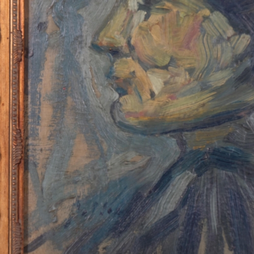 174 - Head portrait, early to mid-20th century oil on board, indistinctly signed, 39cm x 29cm, framed