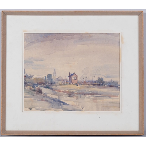 175 - William Dealtry, Malton West landscape, watercolour, RI Exhibition label verso 1965, 31cm x 38cm, fr... 