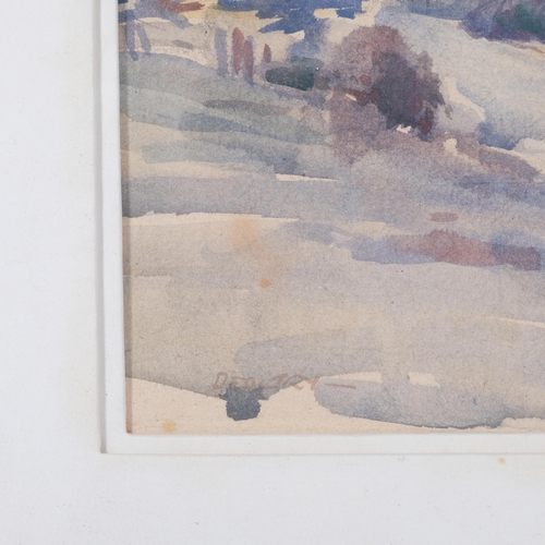 175 - William Dealtry, Malton West landscape, watercolour, RI Exhibition label verso 1965, 31cm x 38cm, fr... 