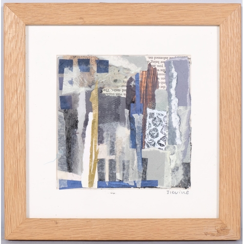 179 - Causse (French), pair of abstract compositions, mixed media paint/collage, image 10cm x 10cm, framed... 