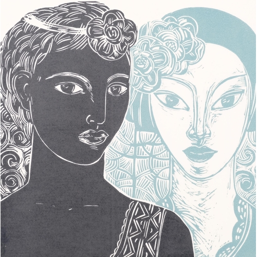 181 - Sharifa Brooks Read, meeting up, screenprint, signed in pencil, artist's proof, framed, overall fram... 