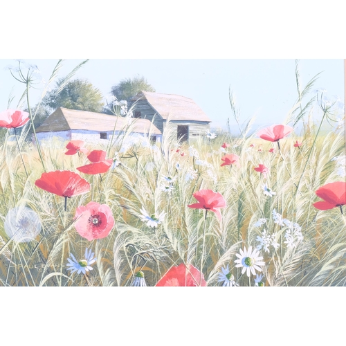 185 - Paul Evans, poppy fields, watercolour/gouache, 31cm x 45cm, framed