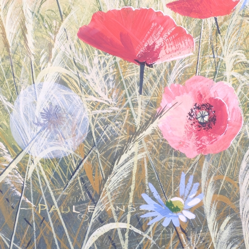 185 - Paul Evans, poppy fields, watercolour/gouache, 31cm x 45cm, framed