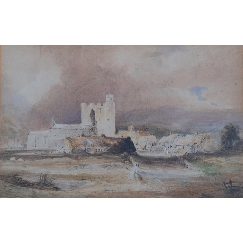 194 - Thomas Girtin (1775 - 1802), village scene, 17cm x 27cm, framed