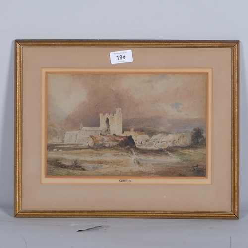 194 - Thomas Girtin (1775 - 1802), village scene, 17cm x 27cm, framed